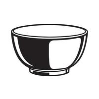Clean graphic illustration of a simple elegant bowl in grayscale perfect for food and beverage designs or culinary arts applications. vector