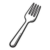 Simple black and white illustration of a classic fork silhouette isolated on a clean white background suitable for various design projects vector