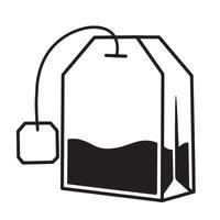 Elegant monochrome silhouette of a tea bag with tag and string depicted in a simplified outline for design use vector