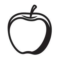 A clean black and white outline illustration of a delicious and fresh apple fruit silhouette icon design. vector