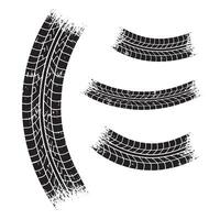 illustration of tire tracks tire marks grunge silhouette black and white textures for design elements of automotive and racing vector