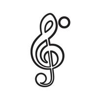 Simple black outline of a treble clef music symbol representing musical notation and artistic expression on a white background vector
