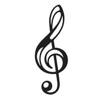 Elegant black silhouette treble clef representing music and melody isolated on a white background symbolic of art and creativity vector