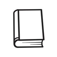 Simple black and white illustration of a closed book with clean lines and a minimalist silhouette design. vector