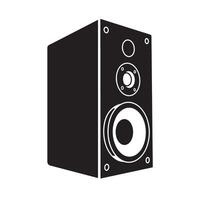 Black and white illustration of a modern audio speaker system silhouette design isolated on white background vector