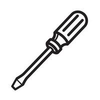 A simple illustration showcasing a classic flathead screwdriver tool isolated on a clean white background with a silhouette design. vector