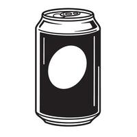 Simple illustrative silhouette drawing of a soda can with an empty white oval label designed for logos or text. vector