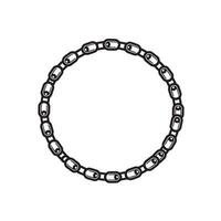 illustration depicts a circular chain silhouette commonly associated with bicycle mechanisms or mechanical components depicted in monochrome. vector