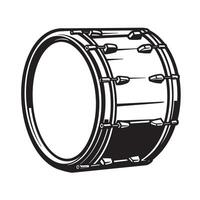 Detailed monochrome silhouette illustration of a snare drum perfect for music and performance related graphic designs. vector