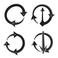 illustration showcasing four silhouette arrow designs in a circular formation perfect for diverse design projects and themes. vector