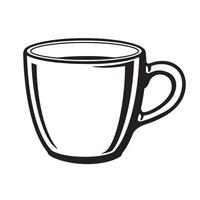A simple black and white illustration showcasing a coffee or tea cup perfect for logo design or minimalist artwork projects vector