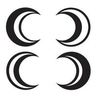 Four minimalistic black silhouette crescent moon shapes arranged in a grid against a clean white background design element vector