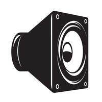 Bold silhouette illustration of a black audio loudspeaker for music and sound systems vector