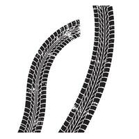 Two stylized black tire track marks set against a white background presenting a silhouette illustrating motion. vector