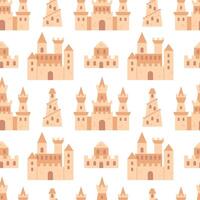 A seamless pattern showcasing playful sandcastles, perfect for evoking the joy of beach days. This vibrant design features whimsical shapes and sunny colors, ideal for summer-themed projects vector