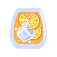 illustration featuring a glass filled with ice cubes and fresh orange slices. captures the essence of a refreshing beverage, perfect for summer and tropical themes. Ideal for drink-related projects. vector
