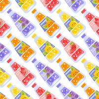 Colorful beverage bottles illustration pattern vector