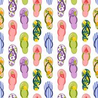 This seamless pattern features vibrant flip-flops in a variety of colors, perfect for capturing the essence of summer fun. Ideal for summer-themed projects, beachwear, and playful designs vector
