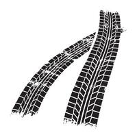 Grunge black tire tracks traces of tire marks on white background a textured silhouette illustration. vector