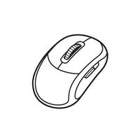 Detailed silhouette of a wireless computer mouse depicting scroll wheel buttons and ergonomic design outline perfect for technology themes vector