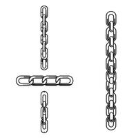 illustration featuring different chain arrangements and chains of varying lengths silhouetted with minimalist black line art over a clean white background. vector