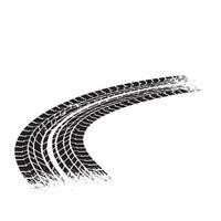illustration of a grunge tire track silhouette curving across a white background representing a skid mark vector