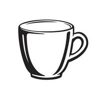 Classic silhouette of a simple coffee cup with handle isolated on a white background perfect for any design project vector