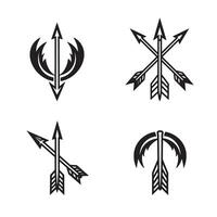 Decorative arrows silhouette collection in various stylized designs featuring crossed arrows and arrow head shapes vector