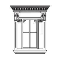 Elegant architectural window design featuring detailed classical columnar elements and a stylish silhouette for illustrative projects vector