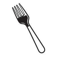 Simple and elegant black silhouette illustration of a classic dinner fork isolated on a white background representing utensils vector