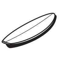 A simple black and white silhouette illustration of a surfboard ready to ride the ocean waves or hang on a wall. vector