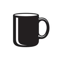 Classic black coffee mug illustration silhouette design with minimalist style isolated on white background perfect for branding and design. vector