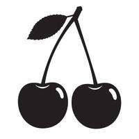 Elegant and minimalistic black cherry silhouette on white background showcasing healthy food and sweet summer fruit imagery. vector