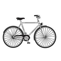 A detailed silhouette image featuring a classic bicycle showcasing its components and design details against a plain white background. vector