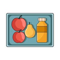 Lunchbox with Apple and Drink vector