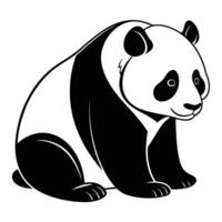 Black Silhouette of Giant Panda in Minimal Design vector