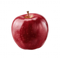 A vibrant red apple displaying its smooth and shiny surface, perfect for healthy snacking or as a symbol of freshness. Ideal for food-related projects or dietary content. png