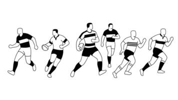 Dynamic Rugby Players in Action A Black and White Illustration of Energetic Athletes on the Field vector