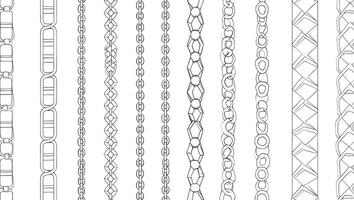 Elegant Collection of Ten Diverse Chain Link Patterns Stylish Line Art Designs for Jewelry, Fashion, and Digital Projects. vector