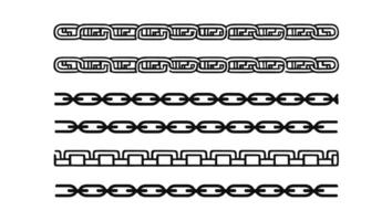 Six Stylish Black and White Chain and Geometric Border Designs for Elegant Web Design and Print Projects vector