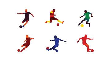 Energetic Soccer Players in Action Dynamic Silhouettes of Athletes Kicking and Dribbling on a White Background vector