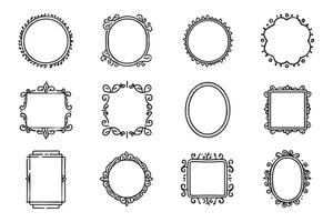 Twelve Elegant Hand-Drawn Ornate Frames, Perfect for Vintage Designs, Scrapbooking, and Digital Projects a Charming and Stylish Collection vector