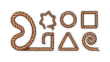 Rustic Orange Rope Shapes A Collection of Nautical Knots and Geometric Designs in a Whimsical, Western Style vector