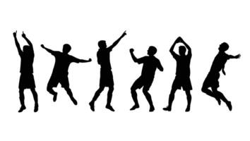 Energetic Silhouettes of Soccer Players Celebrating Victory on a White Background Joyful, Dynamic Action Poses vector