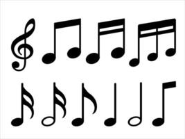 Black Set of Musical Notes. Icon set of Musical key symbols. Illustration isolated on white background vector