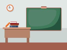 school room with table, blackboard. Interior of school, university, college. illustration of the interior of a study room for background, print, web. vector