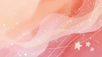 Soft pink abstract background with flowing lines and stars a dreamy design photo