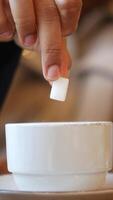 Adding sugar to coffee during a relaxed moment video