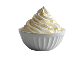 Bowl of Fluffy Whipped Cream Isolated for Food Design Use png