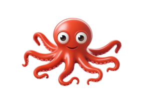 Funny Cross-Eyed Red Rubber Octopus Isolated for Design Use png